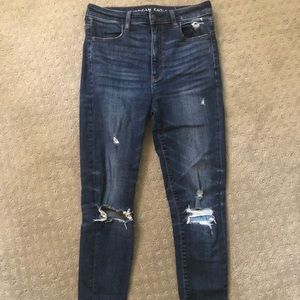 AE super high waisted stretch dark denim jeans